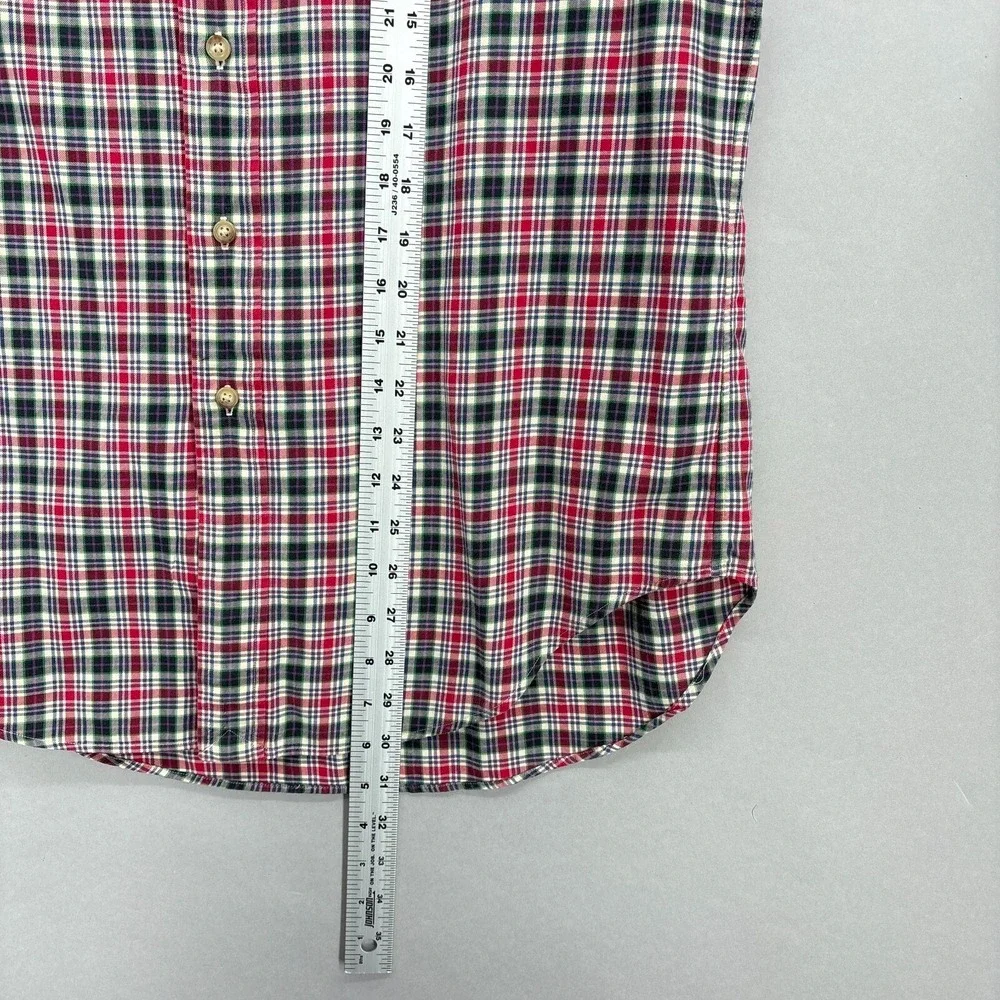 Ralph Lauren Shirt Mens Medium Red Green Plaid Button Down Tartan‎ Twill Vintage